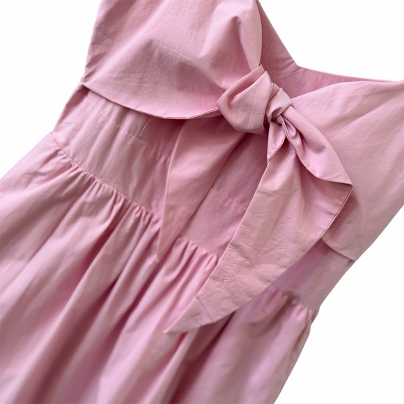 Deluc Padua Pink Poplin Maxi Dress | NWT | Bow Tie V-Neck | Size M - Picture 5 of 16